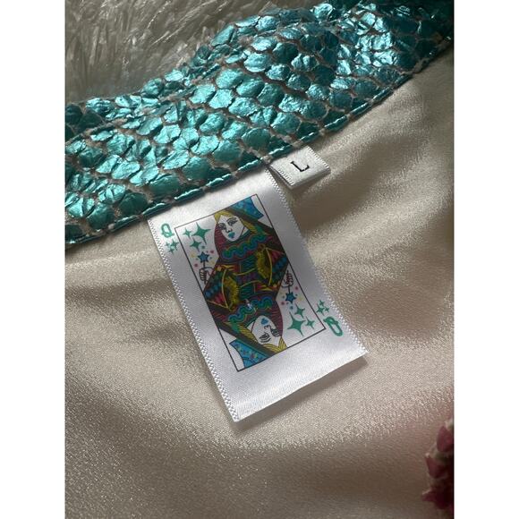 Queen of Sparkles Metallic Colorblock Dress Button Front short sleeve Large - Picture 7 of 12